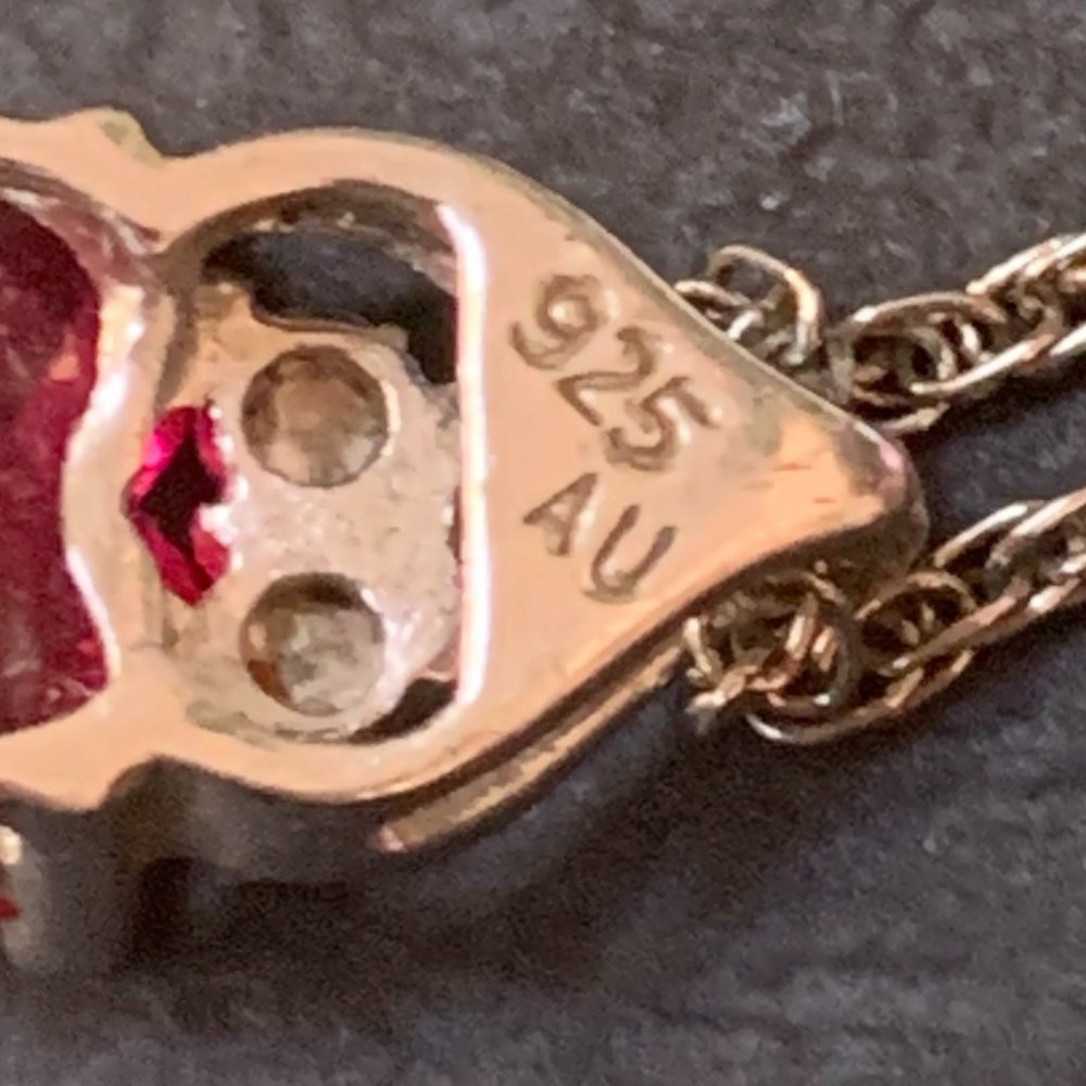 925 Sterling Silver Heart Shape Ruby Pendant Neck… - image 3